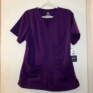 Adar Womens scrub top eggplant